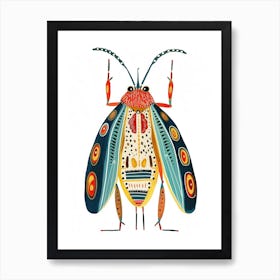 Colourful Insect Illustration Cricket 8 Art Print