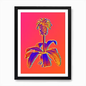 Neon Eucomis Regia Botanical in Hot Pink and Electric Blue n.0490 Art Print