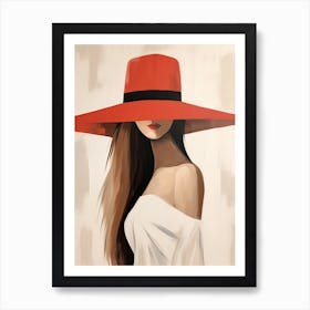 Lady In Red Hat | Boho print Art Print