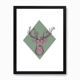 Green Stag Art Print