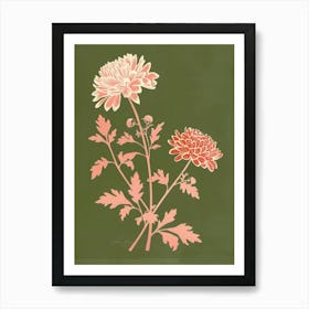 Pink & Green Chrysanthemum 2 Art Print