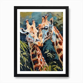 Giraffe & Calf Modern Illustration 3 Art Print