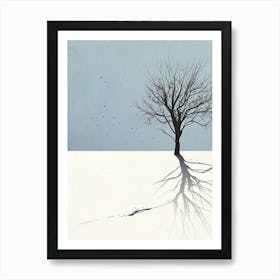 Tree In The Snow, Minimalism 2 Art Print