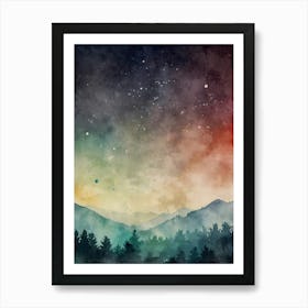 Watercolor Of Mountains 2 Art Print