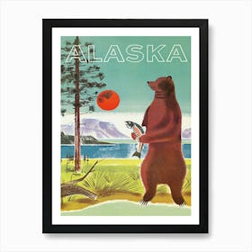 Alaska Bear Retro Vintage Travel Poster Art Print