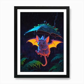 Bat In The Rain 1 Art Print