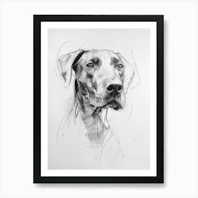 Pointer Dog Charcoal Line 2 Art Print