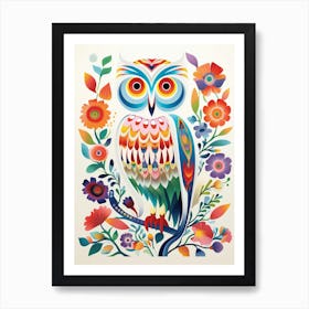 Scandinavian Bird Illustration Snowy Owl 1 Art Print