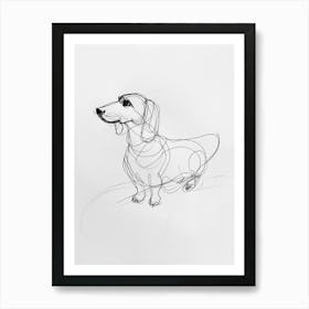 Dachshund Dog Charcoal Line 3 Art Print