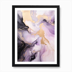 Lilac, Black, Gold Flow Asbtract Painting 3 Art Print