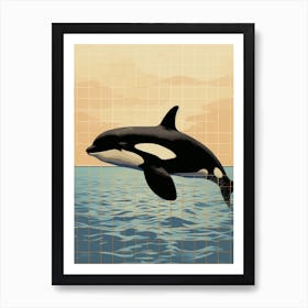Orca Whale Grid Art Print