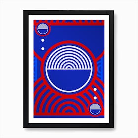 Geometric Abstract Glyph in White on Red and Blue Array n.0019 Art Print