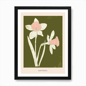 Pink & Green Daffodil 1 Flower Poster Art Print