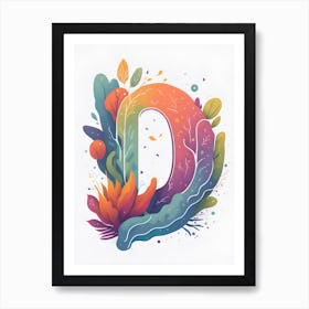 Colorful Letter D Illustration 31 Art Print