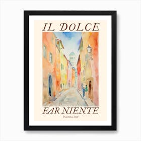 Il Dolce Far Niente Piacenza, Italy Watercolour Streets 1 Poster Art Print