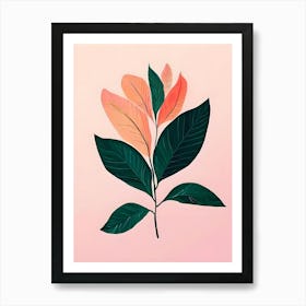 Pink Leaves On Pink Background Art Print