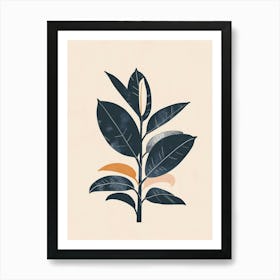 Rubber Plant Minimalist Illustration 1 Art Print