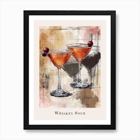 Whiskey Sour Watercolour Illustration Art Print