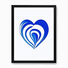 Rainbow Heart Symbol Blue And White Line Drawing Art Print