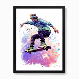 Skateboarding In Amsterdam, Netherlands Gradient Illustration 2 Art Print