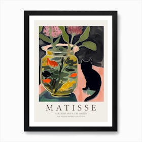 Goldfish And Black Cat Matisse Inspired Art Print