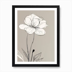 Daffodils Line Art Flowers Illustration Neutral 6 Art Print