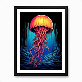 Jellyfish Retro Pop Art 4 Art Print