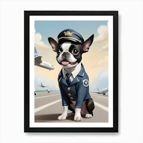 Boston Terrier Pilot-Reimagined 21 Art Print