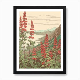 Hagi Bush Clover 1 Japanese Botanical Illustration Art Print