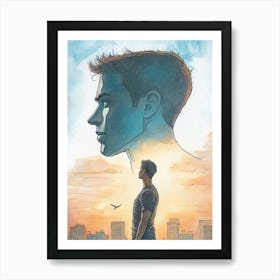 Young Man Looking At The Sky Art Print