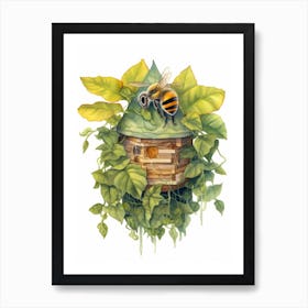 Leafcutter Beehive Watercolour Illustration 2 Art Print