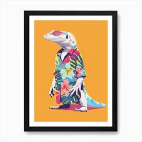 Lizard In A Floral Shirt Modern Colourful Abstract Illustration 3 Art Print