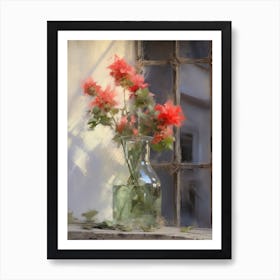 Red Flower Arrangement Painting Art Print