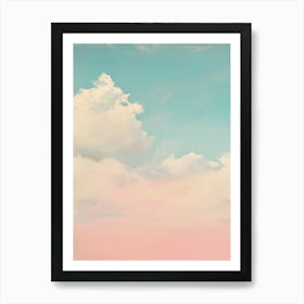 Cloud Wall Art Painting Pastel Pink Blue Sky Print Detail A Art Print