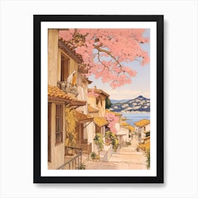 Fethiye Turkey 1 Vintage Pink Travel Illustration Art Print