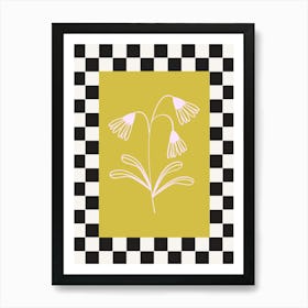 Modern Checkered Flower Poster  11 Art Print