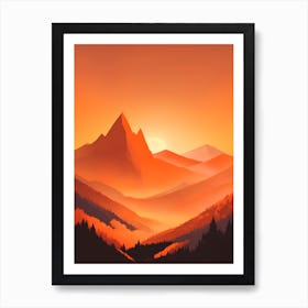 Misty Mountains Vertical Composition In Orange Tone 194 Art Print