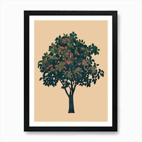 Walnut Tree Colourful Illustration 3 Art Print