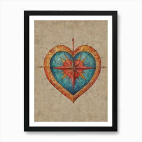 Heart With Compass Art Print