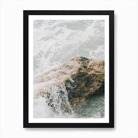 Waves On Rocks Art Print