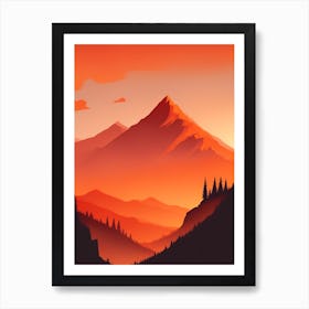 Misty Mountains Vertical Composition In Orange Tone 53 Art Print