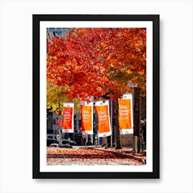 An Autumnal Scene Rich In Fall Foliage Utilizing A Vibrant Red And Orange Color Palette Showcasin 2 1 Art Print