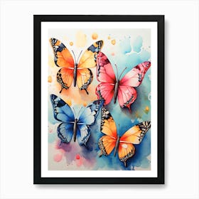 Watercolor Butterflies Painting Art Print