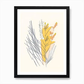 Ephedra Spices And Herbs Minimal Line Drawing 1 Art Print