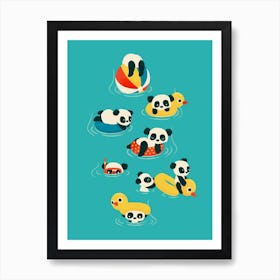 Tubing Pandas Art Print