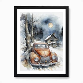 Vw Car In Winter Art Print