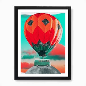 Adventure Surreal Retro Collage Red & Green Art Print