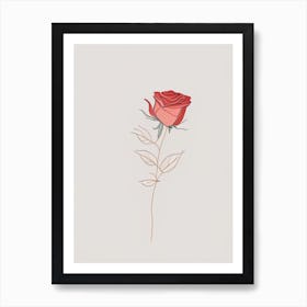 Rose Floral Minimal Line Drawing 1 Flower Art Print