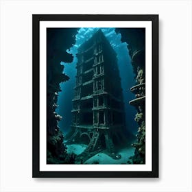 Underwater Building-Reimagined Art Print