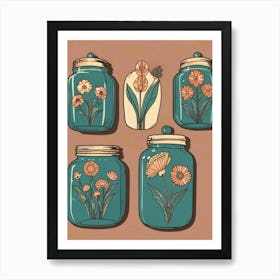 Jars Of Flowers Art Print